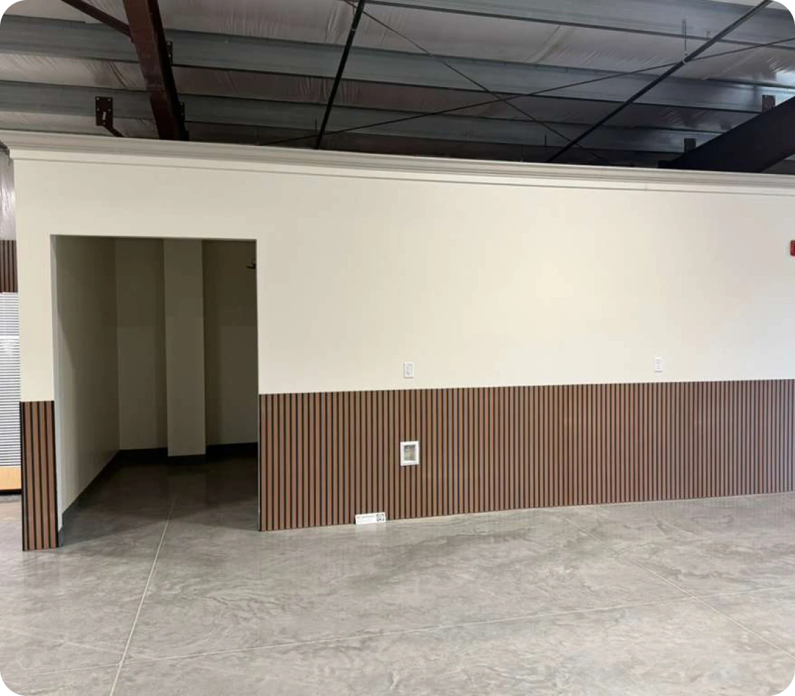 Warehouse interior with open doorway