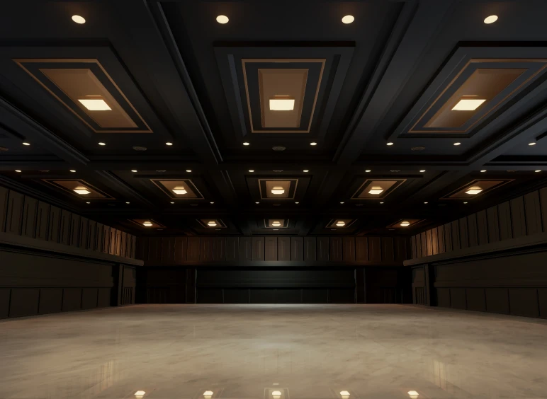 Empty auditorium with modern ceiling lights