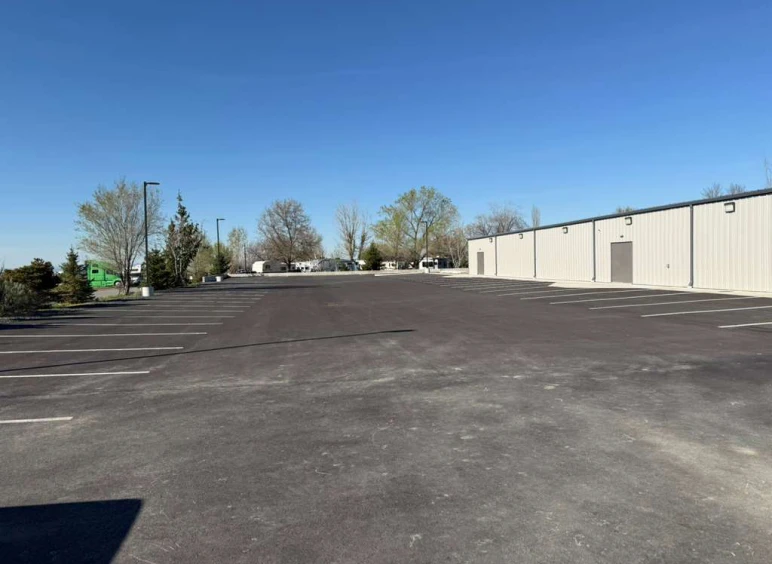 Industrial complex with adjacent parking lot